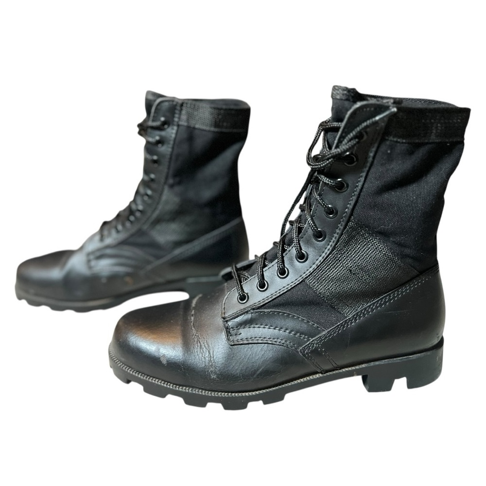 🖤 Black Leather‎ Combat Boots | Men’s 13W | Lace-Up Lug Sole